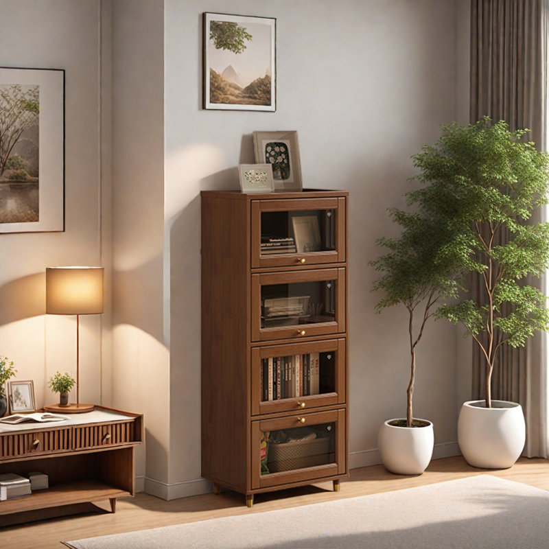 Bibliothèque de rangement pratique, (4 tablettes) H 23,6 po x l 57,4 po x P 15,7 po, Marron foncé