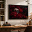 Impression sur toile, crâne humain foncé gothique entouré de roses rouges-1692033912