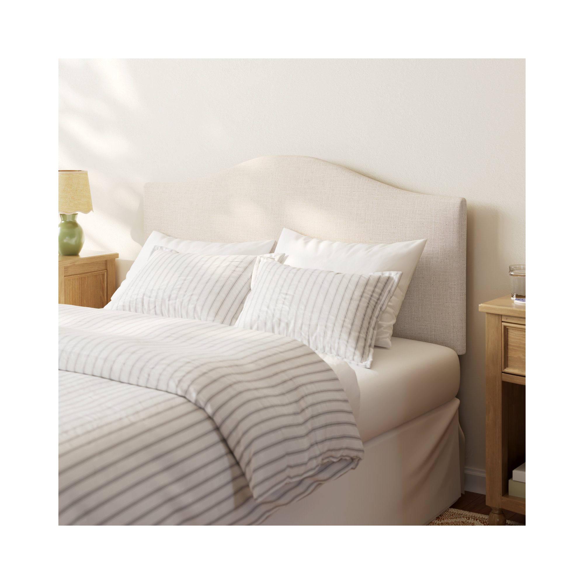 Hermosa Upholstered Panel Headboard, Classic Talc Linen, Queen