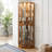 6 Shelf Corner Curio Display Cabinet with Lights, Mirrors and Adjustable Shelves, (E26 light bulb not included)-122977414