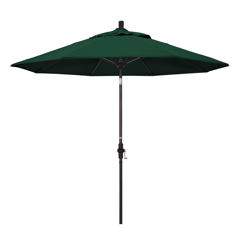 Parasol de marché Sunbrella® 9 pi Roverta, Toile Sunbrella® vert forêt, Brun