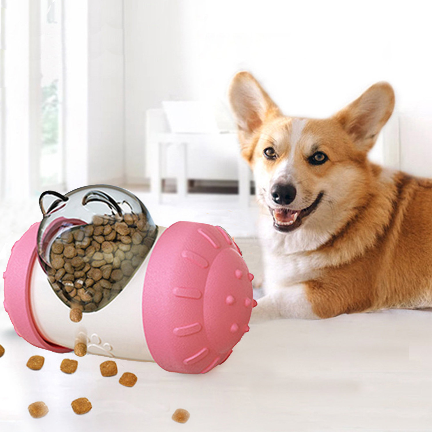 Interactive Dog Cat Food Treat Ball Bowl Toy Funny Pet Shaking Leakage Food  Container Puppy Cat Slow Feed Pet Tumbler Toy