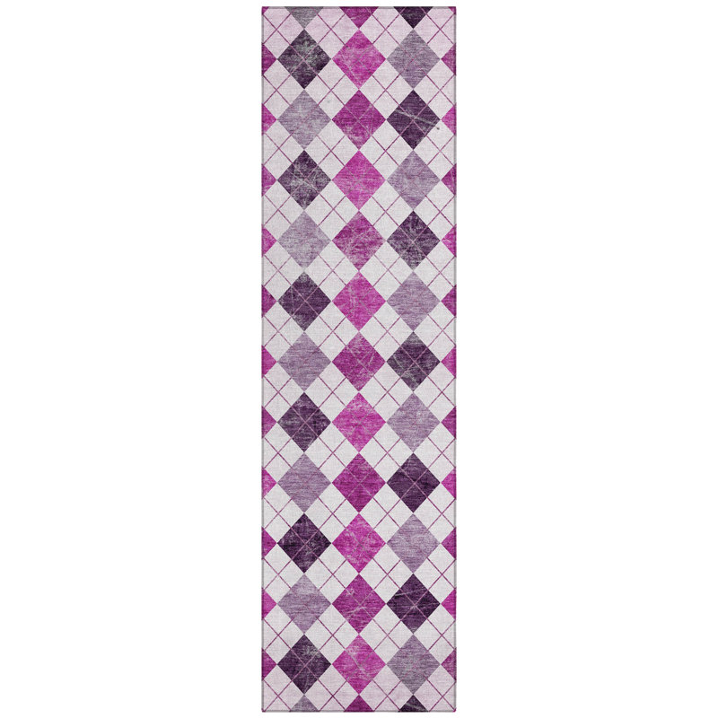 Machine Washable Indoor/Outdoor Leavittsburg ACN2237 Geometric Rug, Runner 2'3" x 7'6"