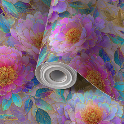 Papier peint auto-adhésif en porcelaine florale lumineuse soyeuse inspirée du papier peint auto-adhésif et amovible 17,7 po x 118 po (45 x 300 cm)