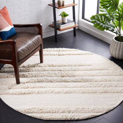 Tapis ivoire en laine / coton noué à la main Inelda