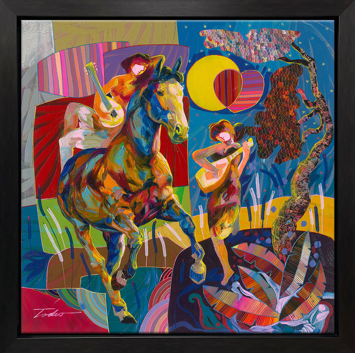 «By My Side», peinture sur toile par Tadeo Zavaleta, encadrée de 32 x 32