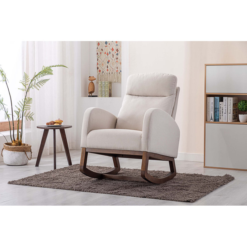 Chaise berçante Jonnita, Tissu en polyester beige