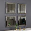 Ensemble de miroir élégant encadré argenté (4 pièces) | 100% panneau de fibres à densité moyenne, 15,7 x 15,7 x 1,2 pouces | Verre écologique Flocal-E, fixation murale | Design moderne pour la décoration intérieure, le salon et la chambre à cou