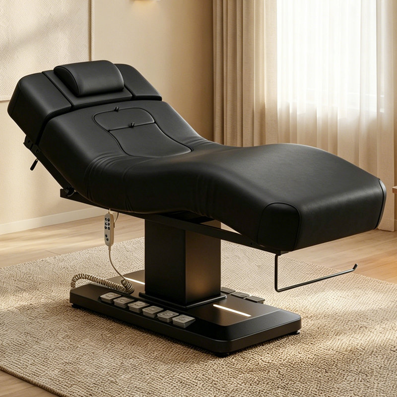 Table de massage électrique pour la grossesse et la maternité, lit de soin du visage multifonction avec éclairage d'ambiance, lit de thérapie spa avec appui-tête et accoudoirs, noir