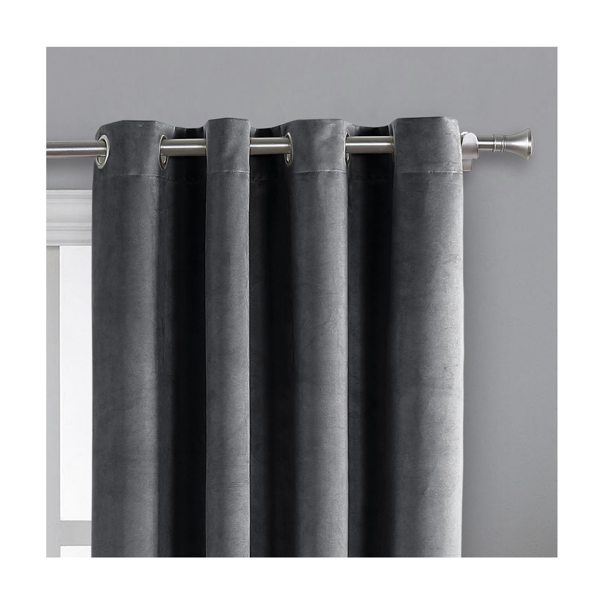 Caffee Blackout Velvet Curtain, Gray