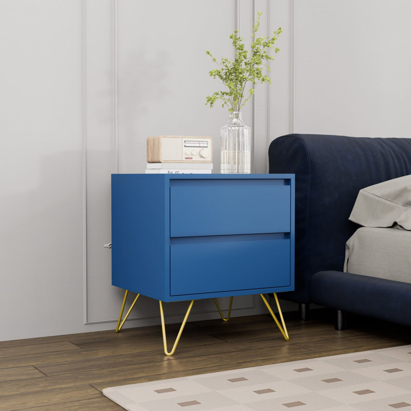 Almaas 45cm W Bedside Table, Navy