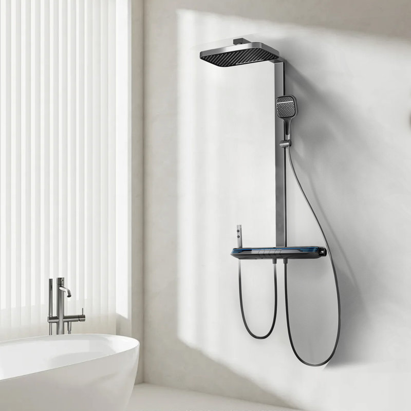 43.3" Thermostatic 4-Functions Complete Shower System with Rough in-Valve, Gray