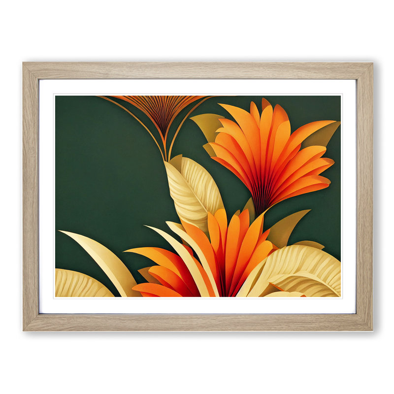 Spectacular Flowers Deco - Framed Print, 46cm H x 64cm W, Oak Frame