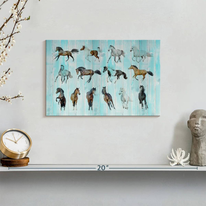 Wooden Horses, 8" H x 12" W