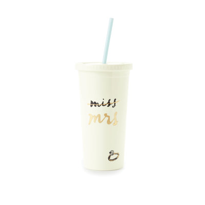 Tumbler with Straw, Miss to Mrs.