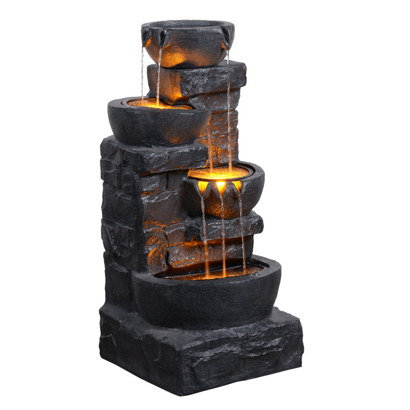 Fontaine d'extérieur avec cuves empilées Cuvier, Gris foncé