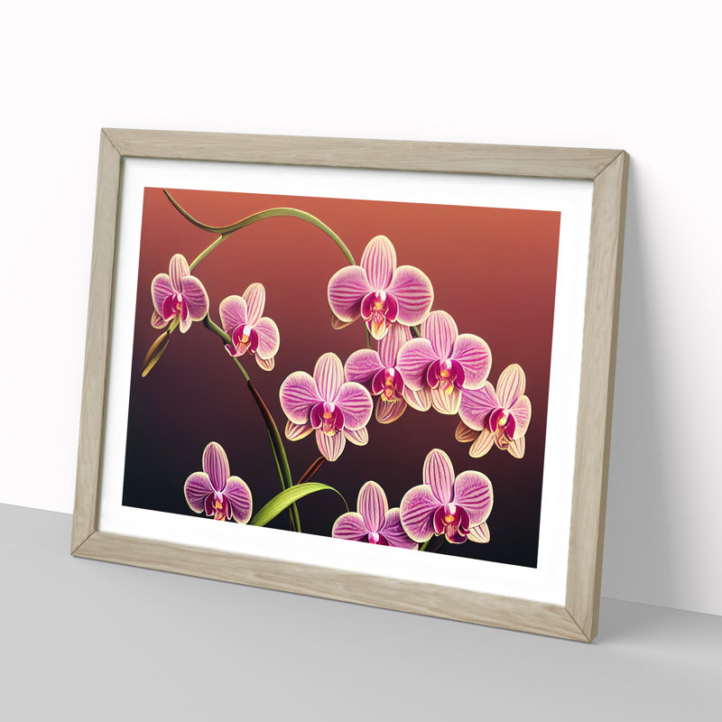 Dashing Orchid Flowers - Framed Print, Oak, 34cm H x 46cm W x 2cm D