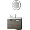 Ensemble de meuble-lavabo simple 30 po avec miroir Cubical, Chêne gris
