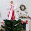 Décoration pour sommet de sapin ange blanc et rouge 14 po avec ailes lumineuses