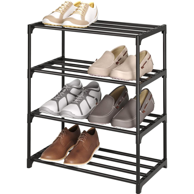3-Tier Small Shoe Rack, Metal Stackable Kids Shoe Shelf Storage Zapateras Organizer,Narrow Shoe Rack Sturdy For Closet Hallway Entryway Living Room Bedroom