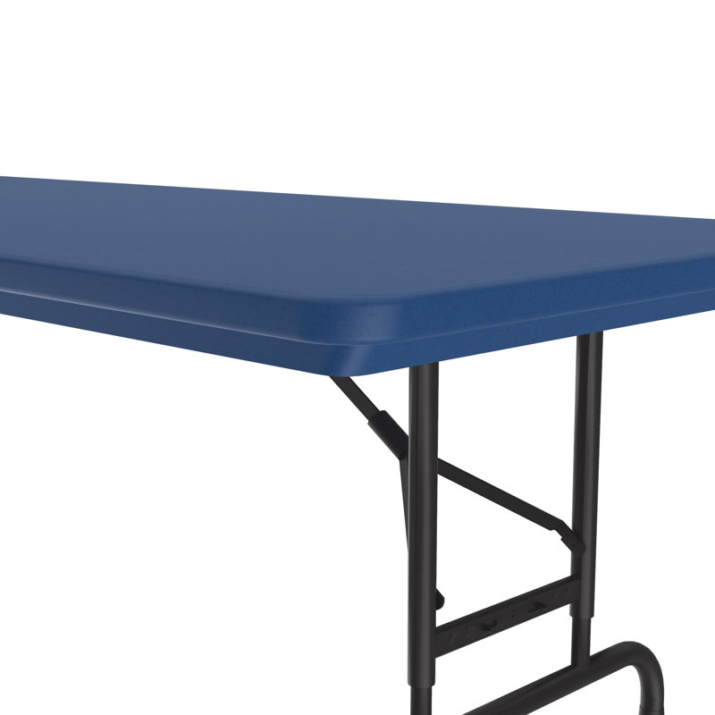 Table pliante rectangulaire en plastique réglable, Bleu, H 32 po x L 72 po x l 30 po