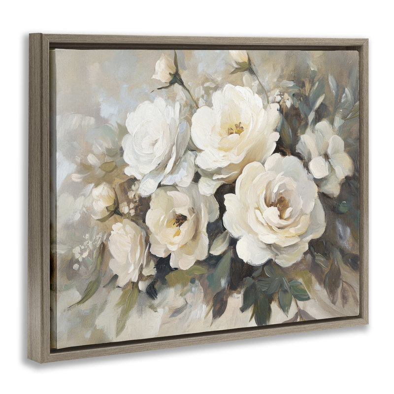  Blushing Bouquet Floater Canvas Wall Art by Petal Prints Design, Montalcino Elm Floater Frame, 17" H x 21" W