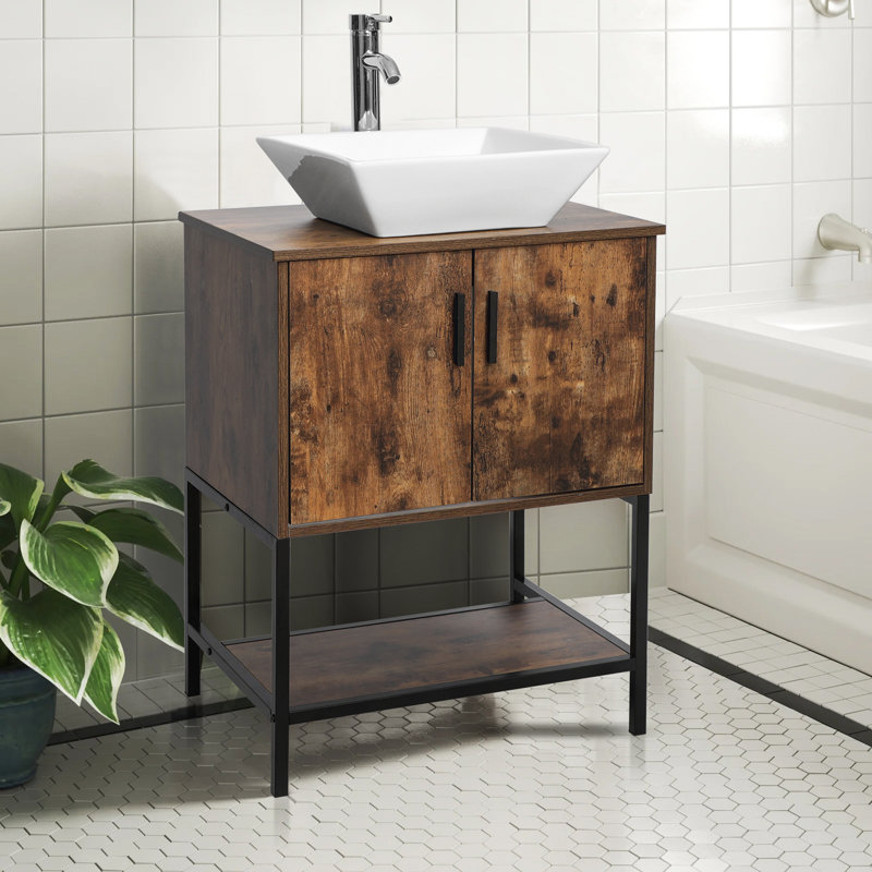 Ensemble de meuble-lavabo simple 24 po Nastaja, Brun