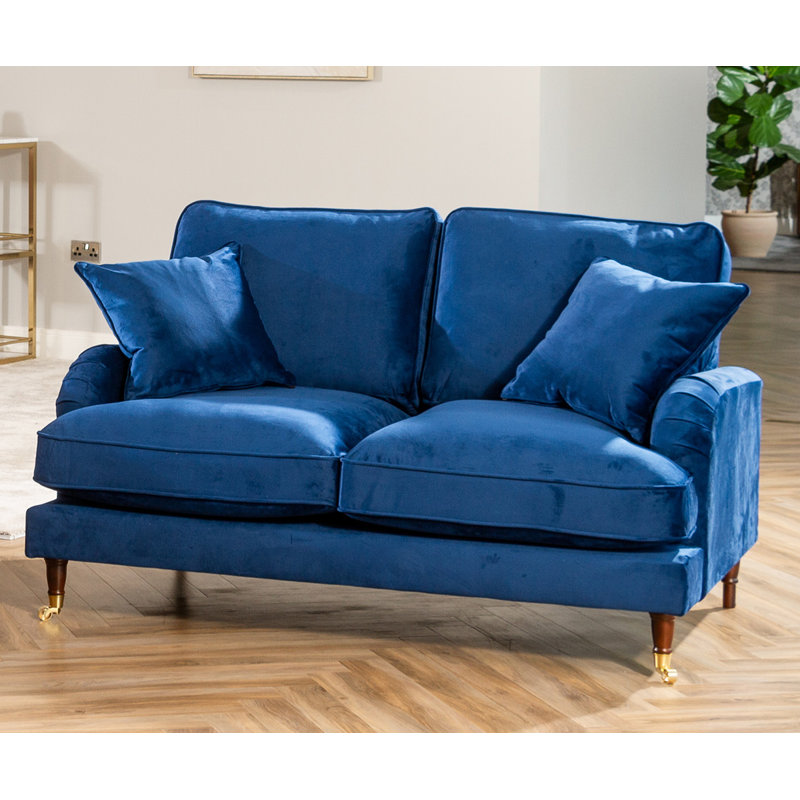 Fabiola 2 Seater Velvet Loveseat, Blue