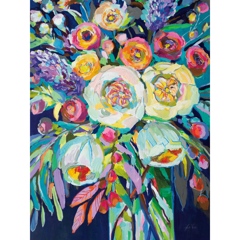 «Lilys Bouquet» par Jeanette Vertentes - reproduction d'art sur toile tendue, H 40 po x l 30 po