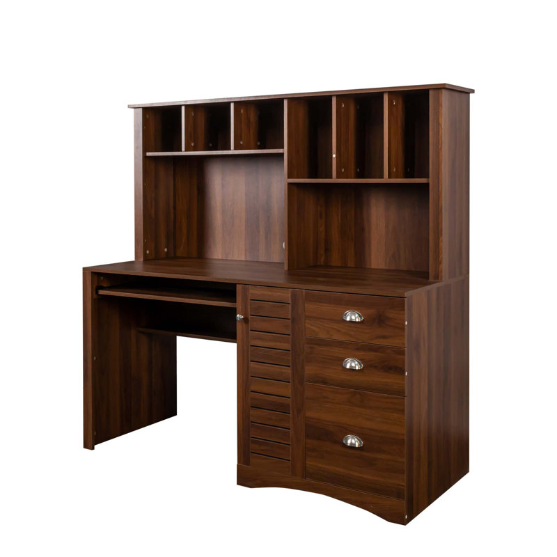 Bureau d'ordinateur à domicile avec huche, Noyer