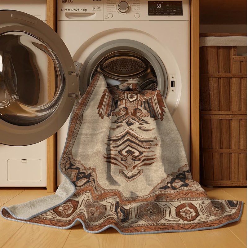 Machine Washable Persian Gray Area Rug, Round 8'