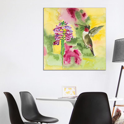 Watercolour Hummingbird 1 Piece Wrapped Canvas Painting