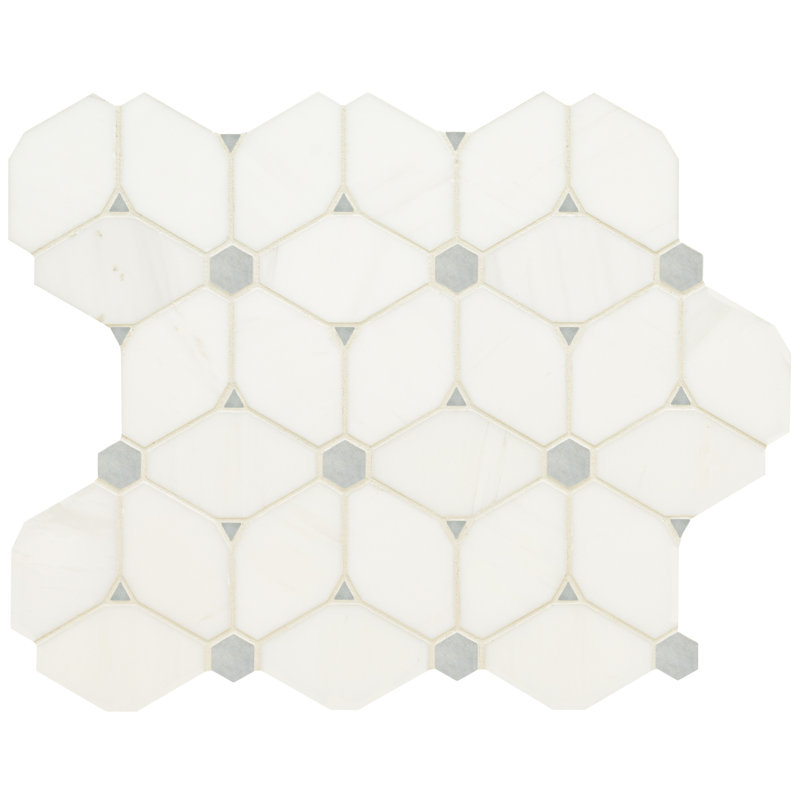 11 in. x 13 in. Polished Marble Mosaic Floor and Wall Tile, Lucera Abri