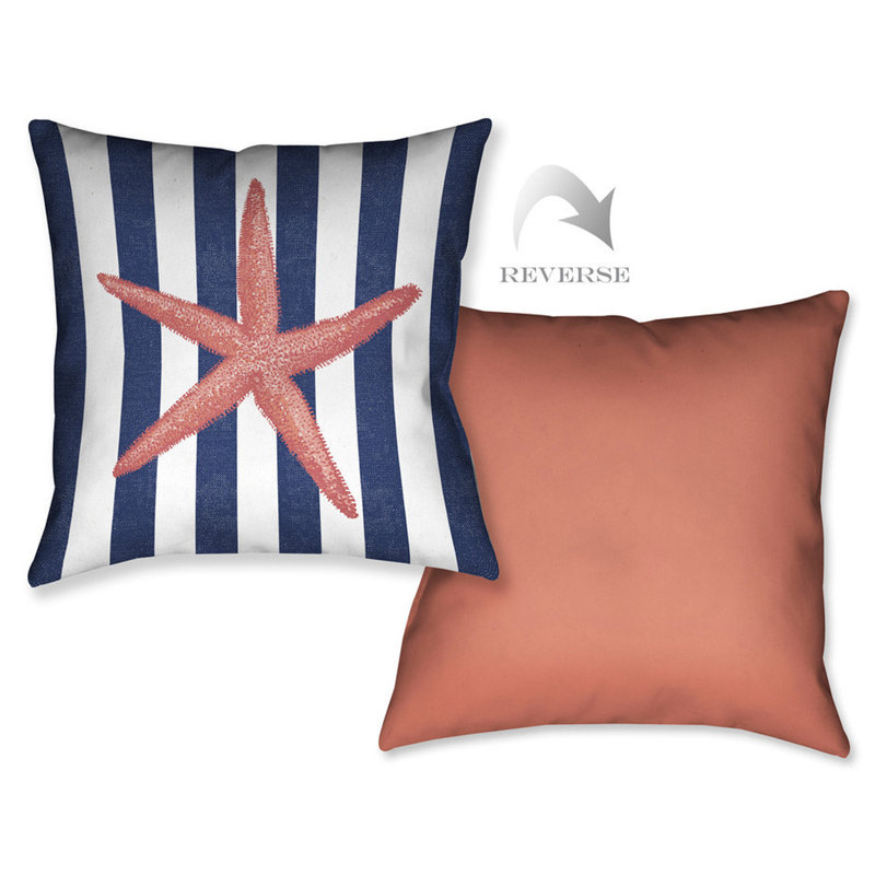 Coussin décoratif extérieur à rayures étoile de mer kiara shack