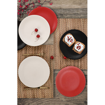 Ensemble d'assiettes de service de qualité supérieure (6 pièces), 100% céramique, 9,8 x 9,8 x 1,5 pouces | Antibactérien, résistant aux chocs thermiques, facile à nettoyer, va au lave-vaisselle et au micro-ondes | Parfait pour les repas et les réceptions élégants