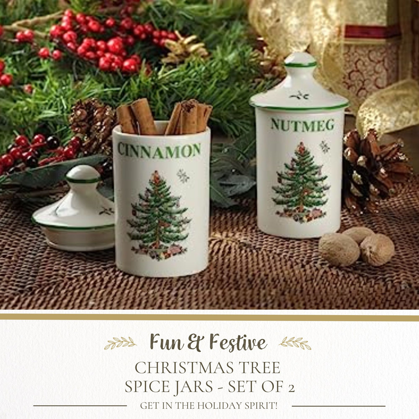 Christmas Tree 2 Piece Spice Jars Set
