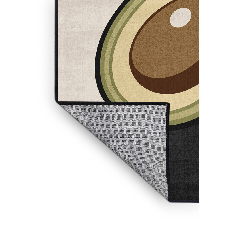 Machine Washable Elkton Avocado Minimalist Rug in Beige – Black Binding, 2x4