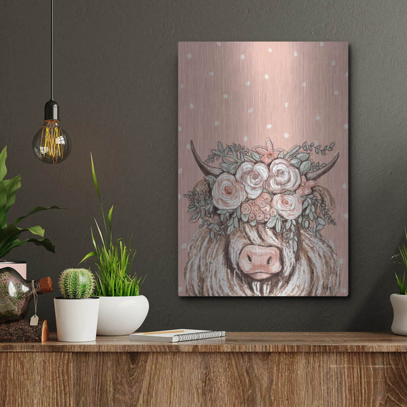 Art mural luxueux «Boho Cow 1» par Ashley Bradley, 12 po x 16 po, H 16 po x l 12 po