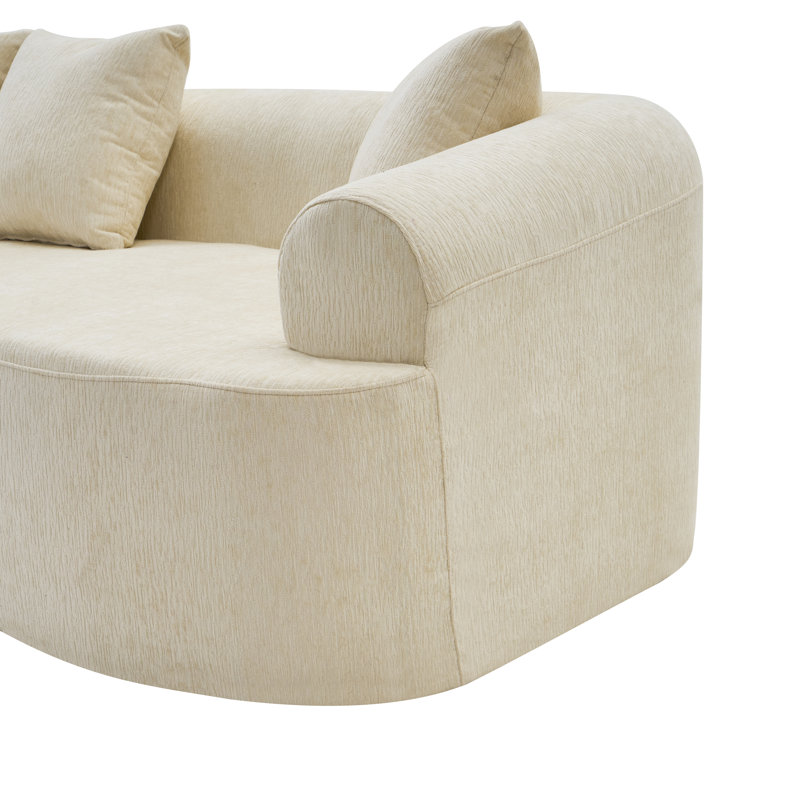 Canapé modulaire à compression de 106 po, courbé sans os, haute densité, canapé-lit en chenille, White
