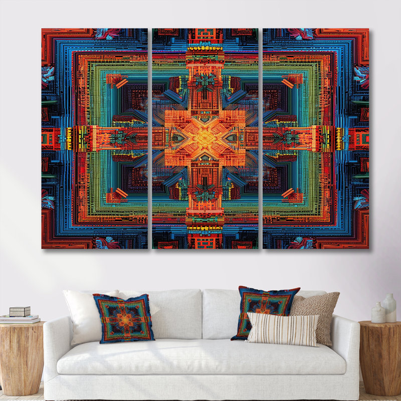 Mandala bouddhiste Vajrayana, Toile tendue, H 28 po x l 36 po x P 1 po