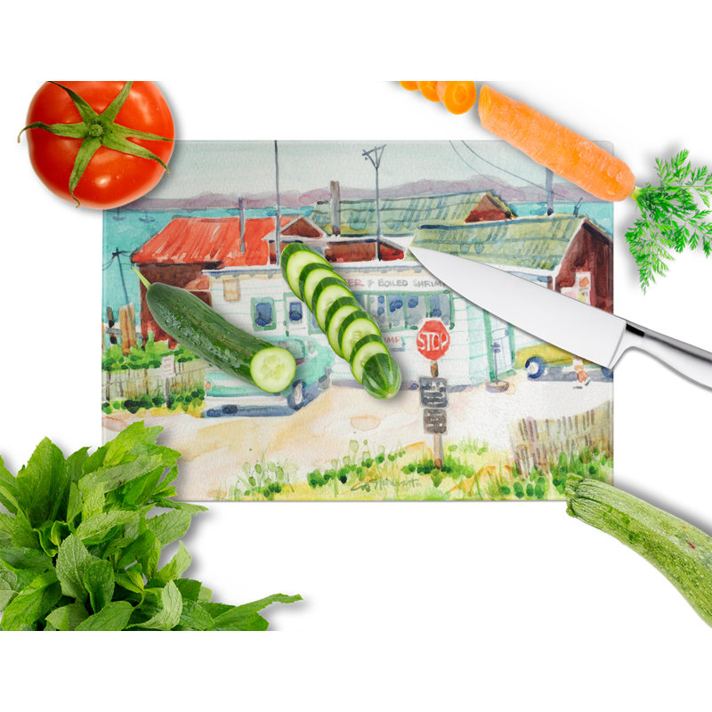 Caroline's Treasures Tempered Glass Tacoma Beer and Boiled Shrimp Market Cutting Board