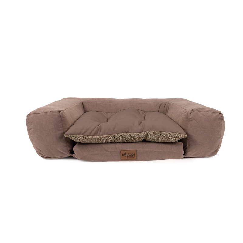 Canapé rectangulaire orthopédique pour animaux avec housse amovible, Petit (l 47 po x P 32 po x H 9 po), Brun