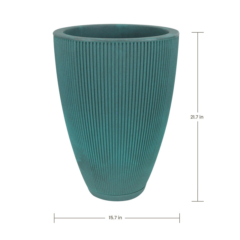 Ciya ECOBO Eco-Friendly Round Pot Planter, Garoa Indoor/Outdoor Four Season Use, Turquoise, 21.7" H x 15.7" W x 15.7" D