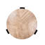 Table basse ronde de 33 pouces avec compartiment caché, placage de parquet de style, 3 pieds solides, parfait pour les salons confortables, agencement de couleurs naturelles et noires, surface de rangement laquée de 33 po,