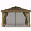 Pavillon de jardin extérieur - Toit de chaume de style hawaïen, auvent double, structure en aluminium avec moustiquaire et rideau d'intimité