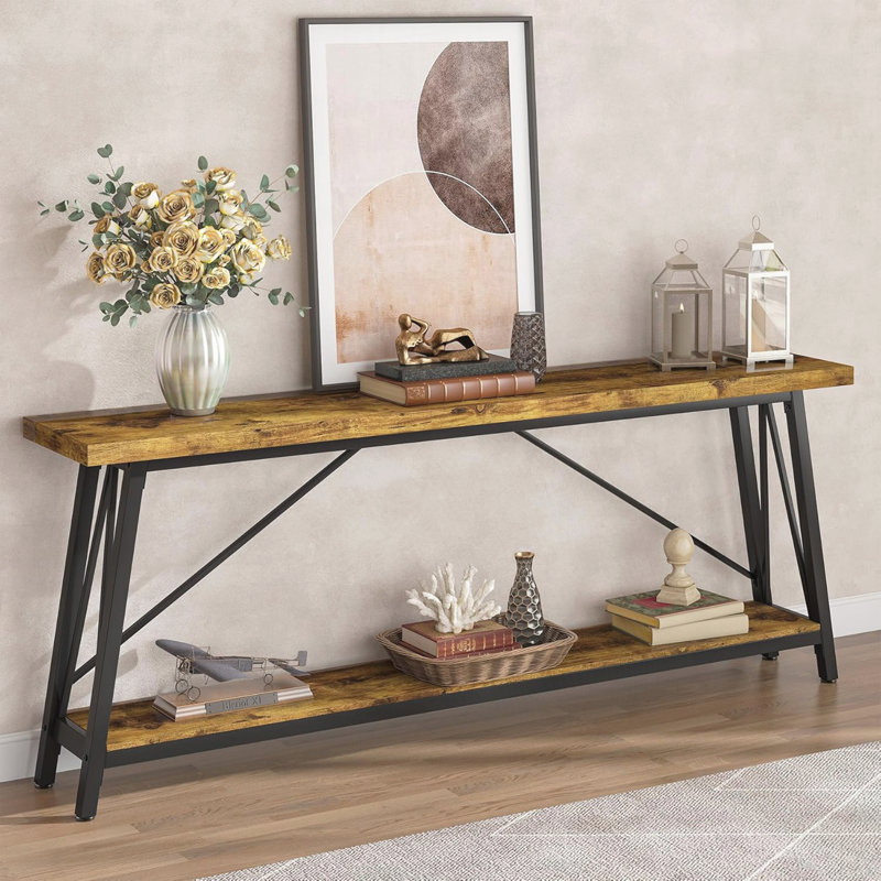 70.9" Extra Long Sofa Table Behind Couch, Industrial Entry Console Table for Hallway, Entryway and Living Room