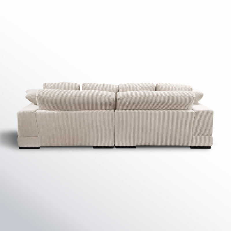 Plunge Sectional, White Corduroy