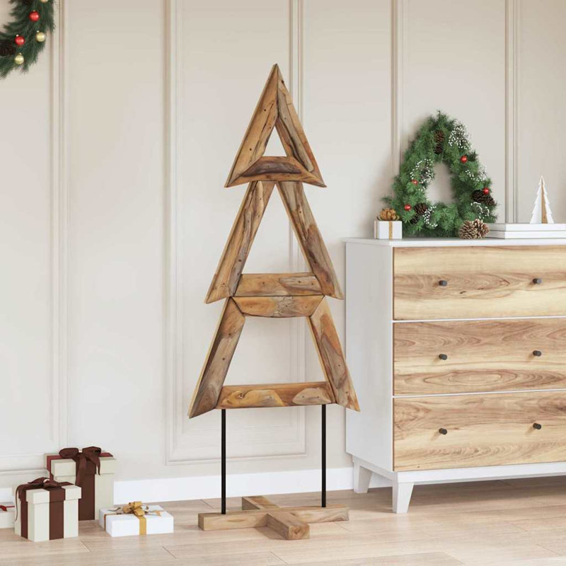 Christmas Tree with Stand Brown Solid teak wood, 4.92' H