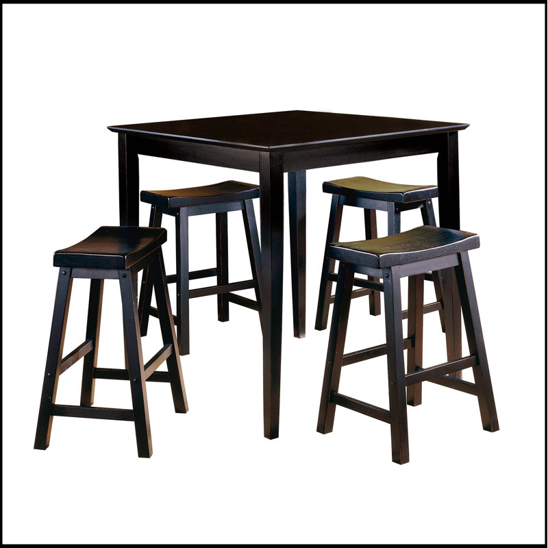 Ensemble de 2 tabourets à hauteur de comptoir de 24 po à finition noire, avec siège en bois massif, idéal pour les repas décontractés et les bars à la maison