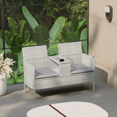 Lareina 130Cm Wide Outdoor Garden Loveseat with Cushions, UKFR Certified